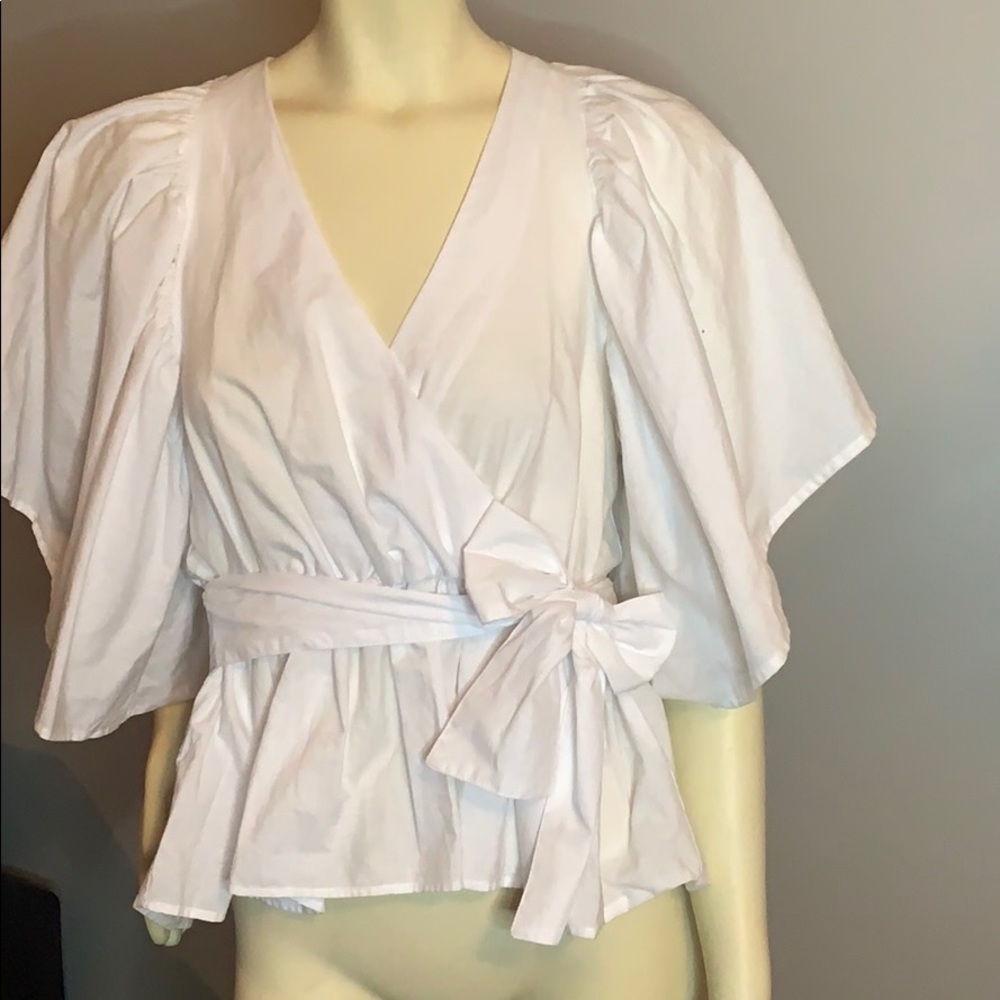 Bloggers Fav Zara Flutter Sleeve White Top NWT